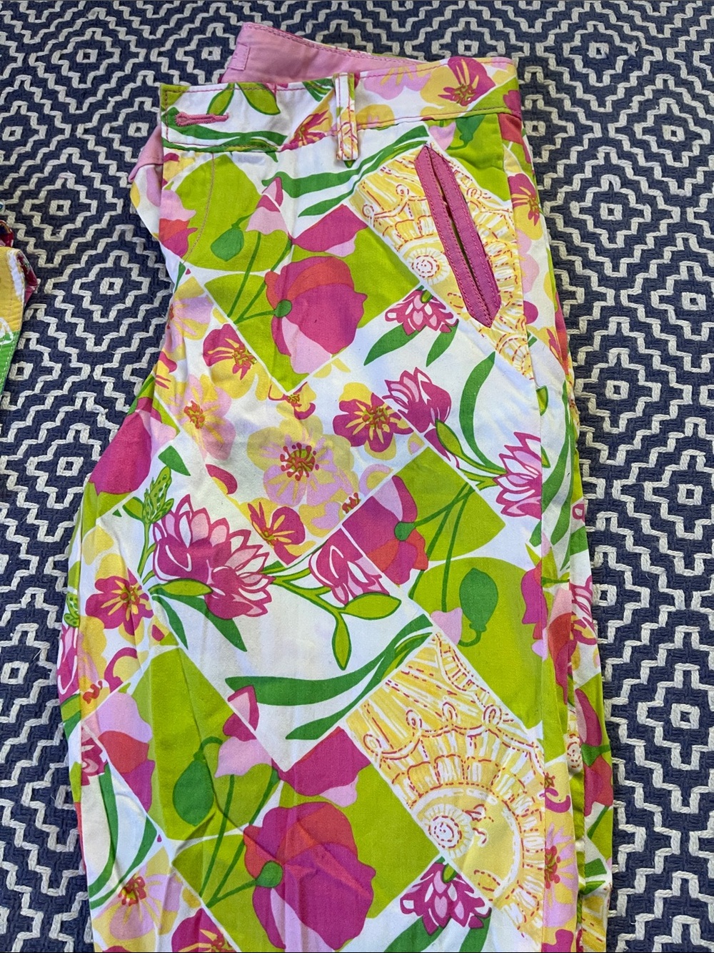 Lilly Pullitzer Bright Floral Capri Pants in Pink, Green, Yellow